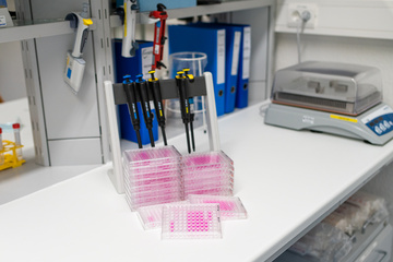Pipettes and microtiter plates with culture media for cell cultures